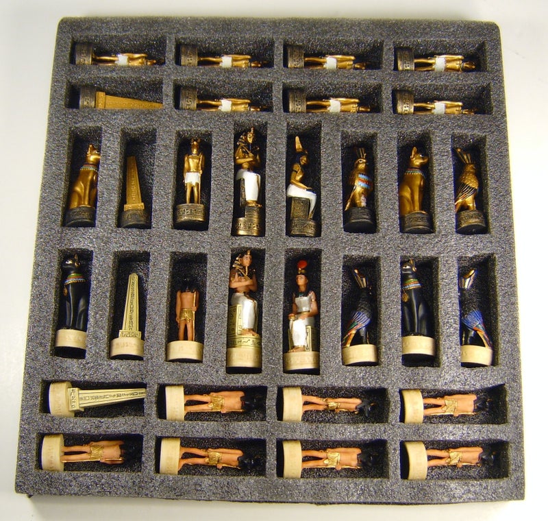 HPL Egyptian Anubis Buff and Gold Set of Chess Men Pieces - NO Board - Image 3